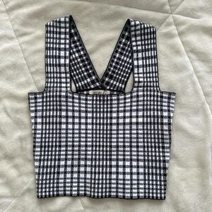 Listicle Black and White Checkered Crop Top